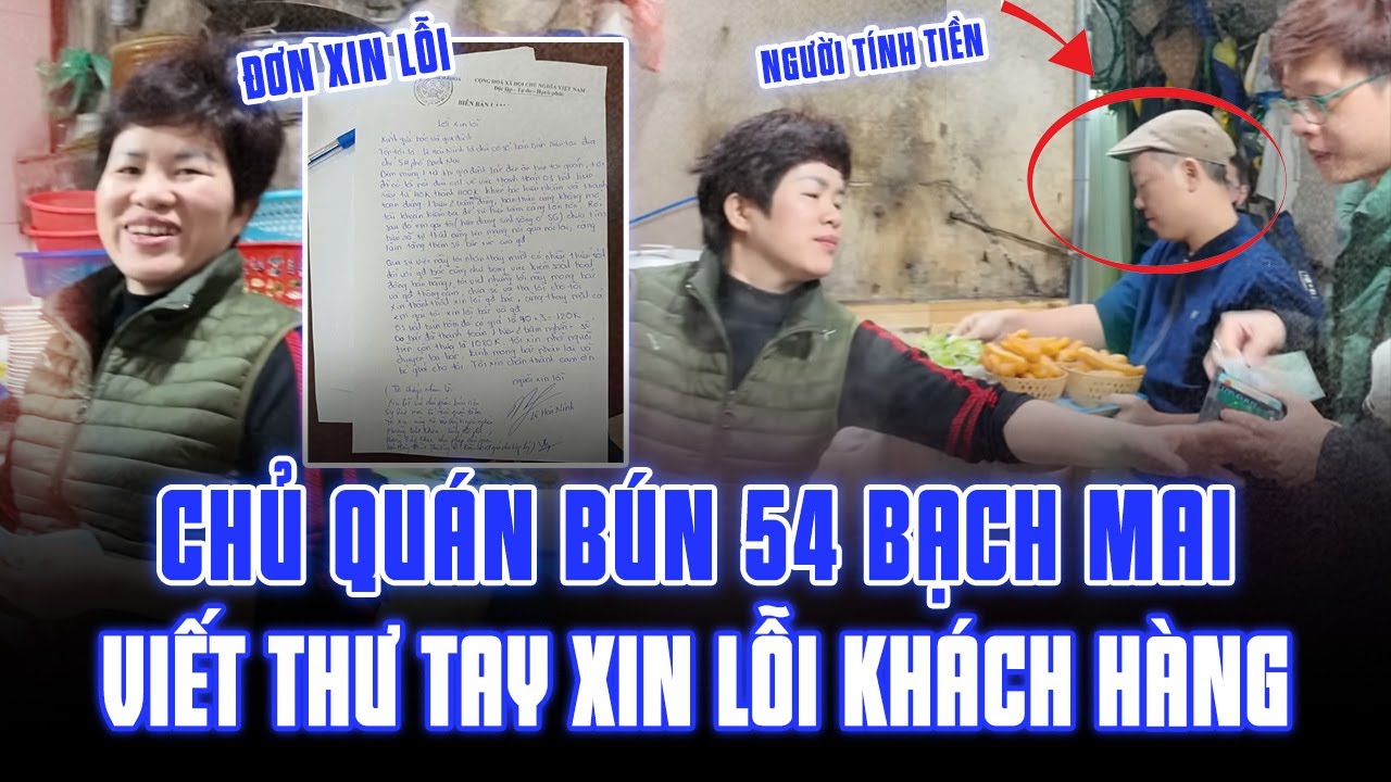CHỦ QUÁN BÚN RIÊU 54 BẠCH MAI VIẾT THƯ TAY XIN LỖI KHÁCH HÀNG, KHẲNG ĐỊNH KHÁCH KHÔNG HỀ HỎI LẠI