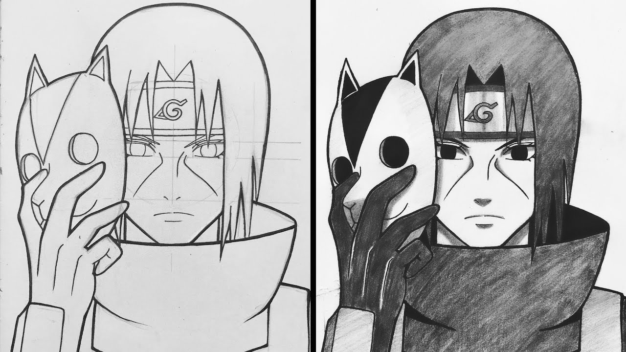 How To Draw Itachi (Anbu) | Step By Step | Naruto ナルト 疾風伝