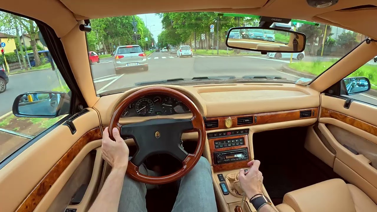 POV - 1996 Maserati Ghibli II GT - ASMR driving entering Milan in Italy