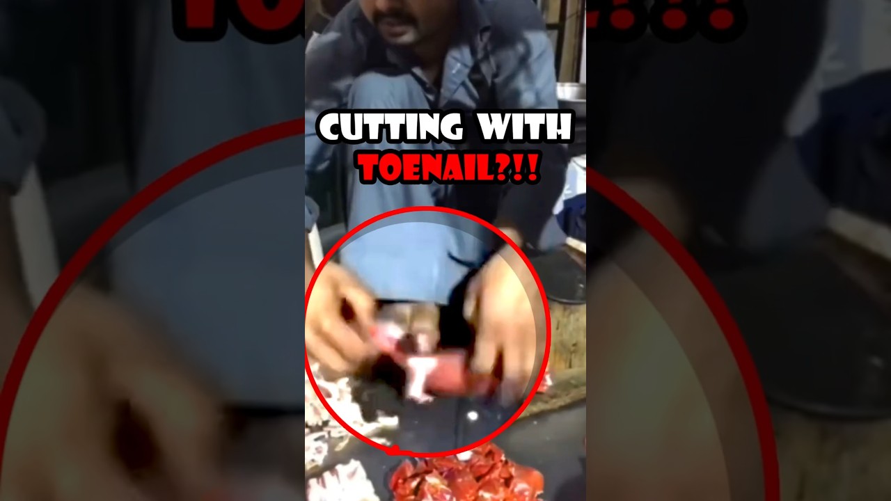 Cutting Chicken with Toenail #india #indianfood #streetfood #toenail