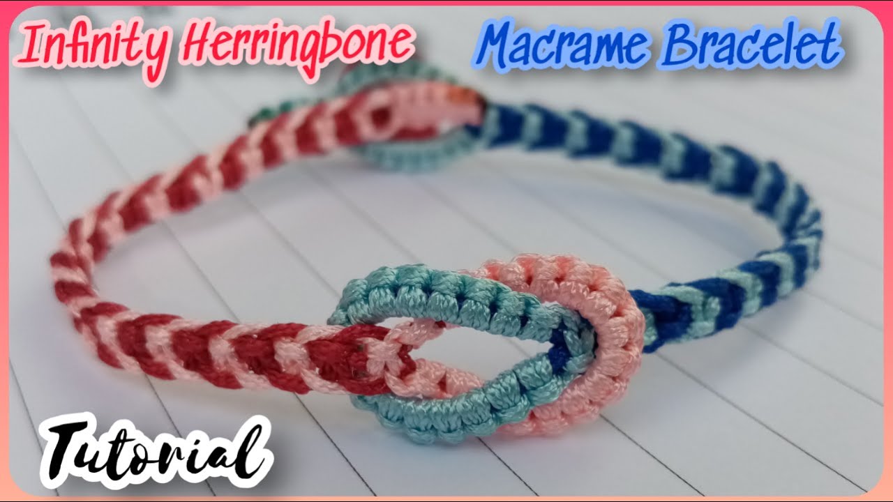 Infinity Herringbone Stripe Macrame Bracelet [Tutorial]