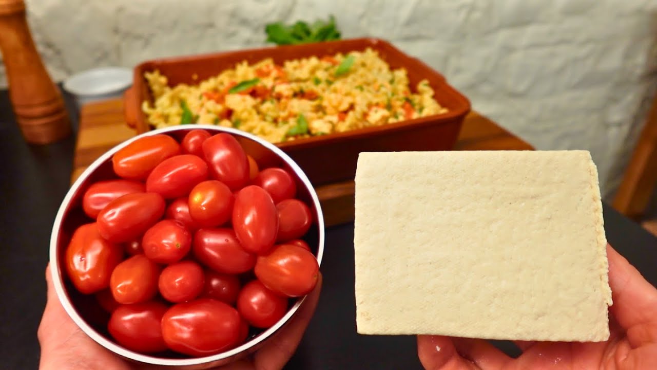 Vegan Baked Tofu and Cherry Tomato Pasta - Simply, Healthy and High Protein