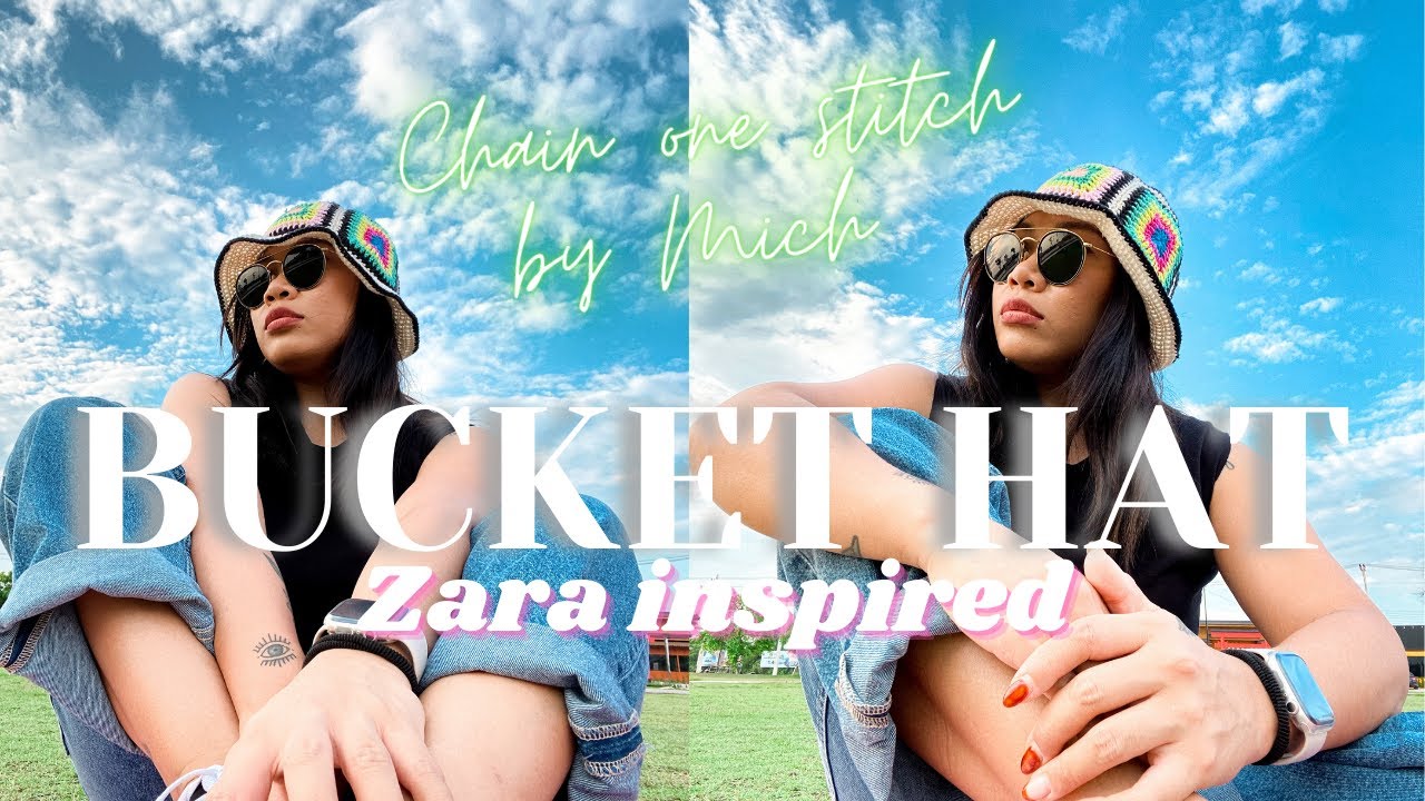 Bucket hat Zara inspired - solid granny square , crochet with me - Chainonestitch