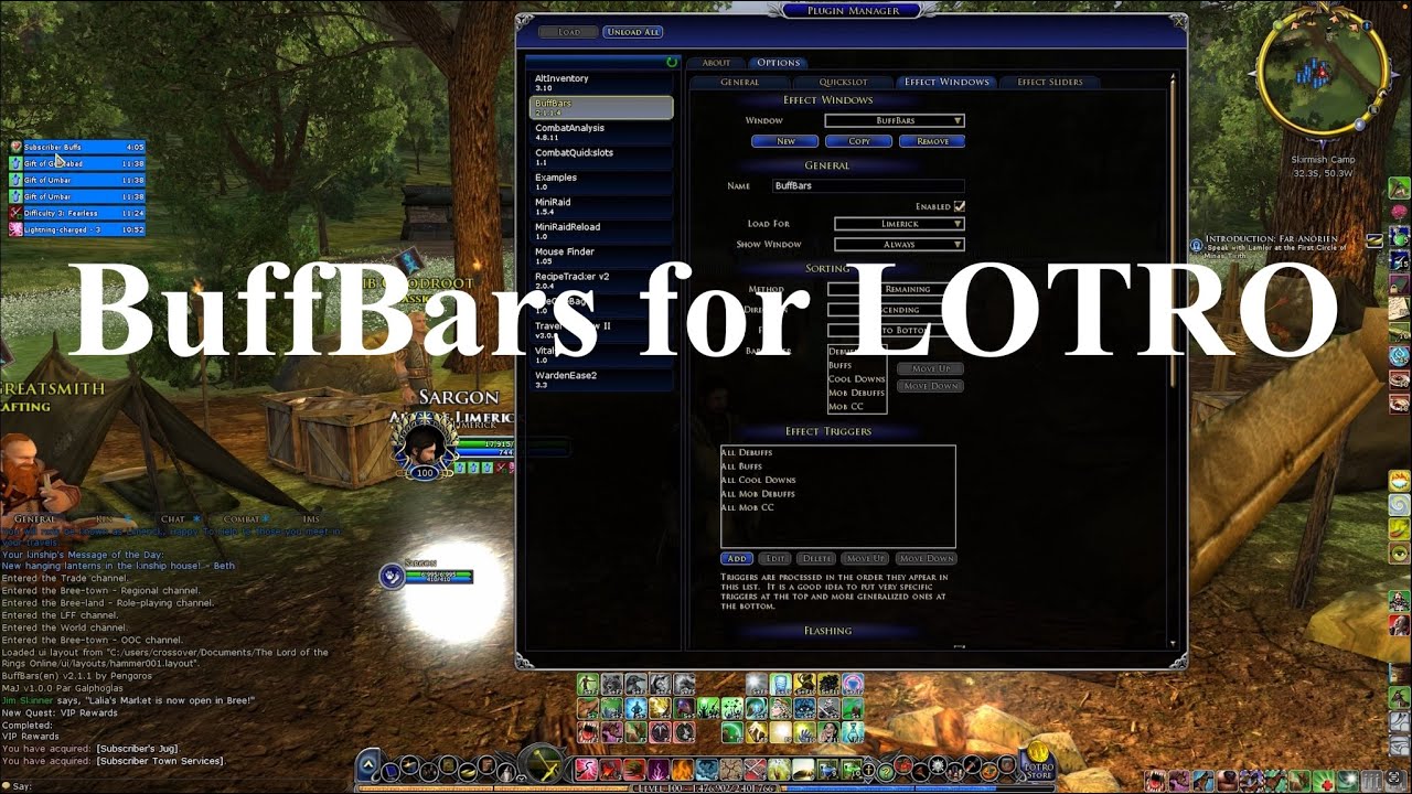How to use the plugin BuffBars in The Lord of the Rings Online.