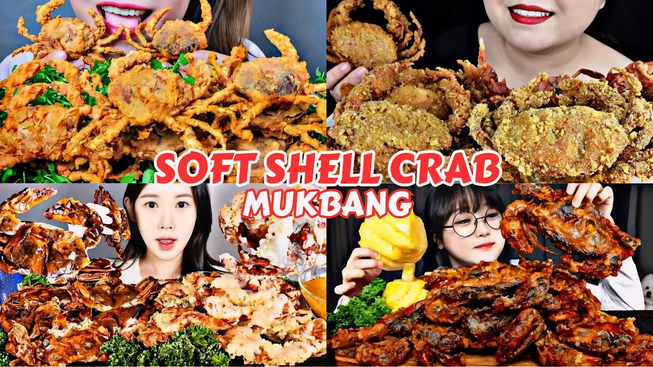 Mukbangers eating CRABS with SHELL | Fried Soft Shell Crabs MUKBANG ASMR