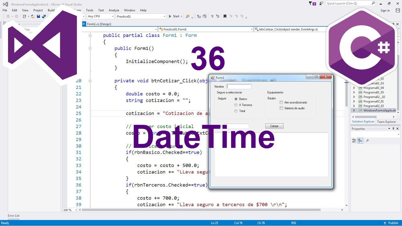 Programación Windows Forms C# 36 --- DateTime