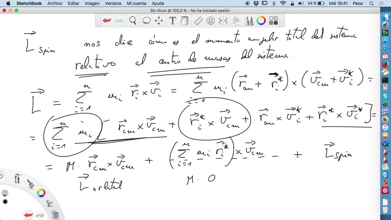 Momento angular orbital y de spin en sistemas de partículas
