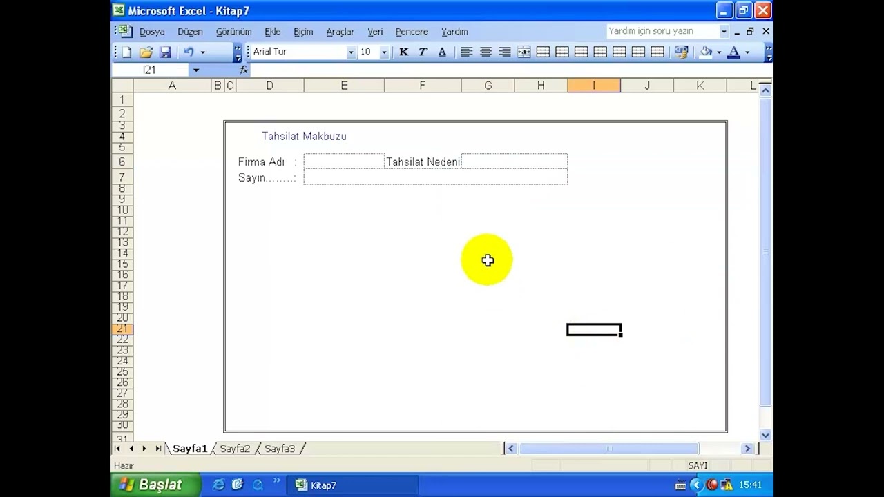 Tahsilat Makbuzu Tasarımı-Excel Makro Eğitim Seti