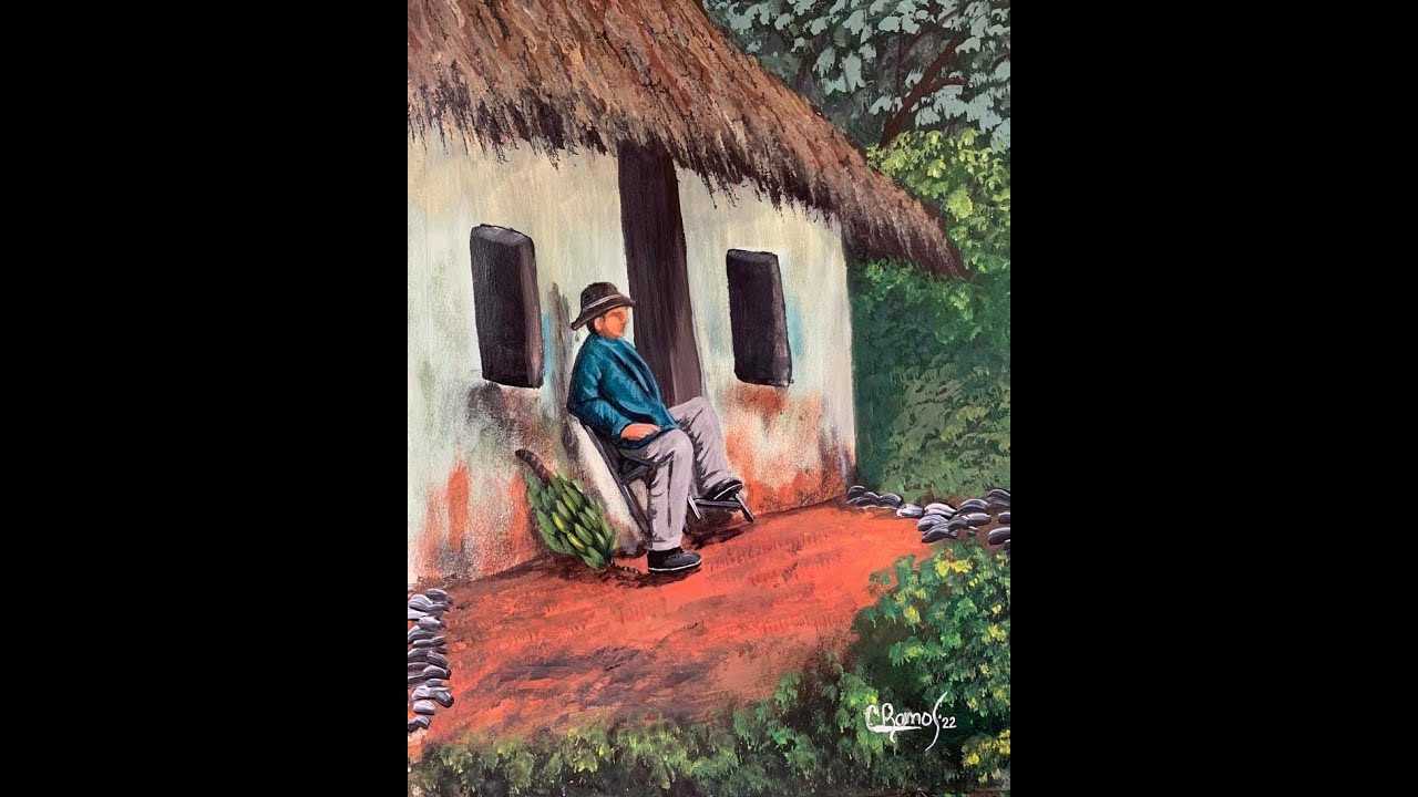 COMO PINTAR HOMBRE SENTADO FRENTE A SU CASA