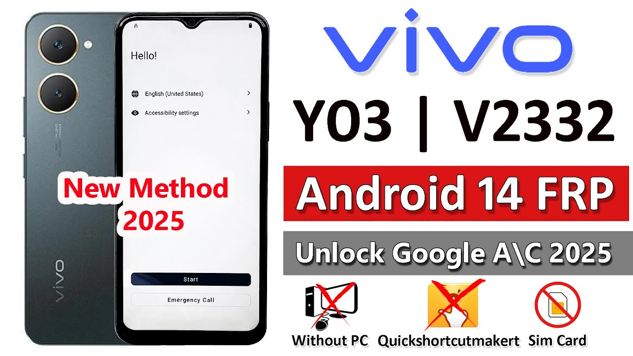 Vivo Y03 (V2332) Android 14 Frp Unlock/Bypass Google Account Lock Without PC - 2025 | Y03 Frp Bypass