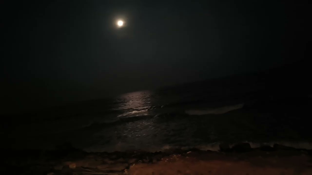 Pondicherry Night Beach Moon View | Bay of Bengal
