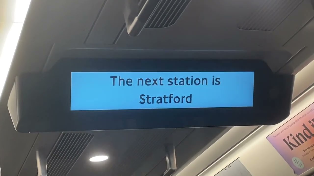 Newly Updated Elizabeth Line PIS screens and Announcements towards Stratford.