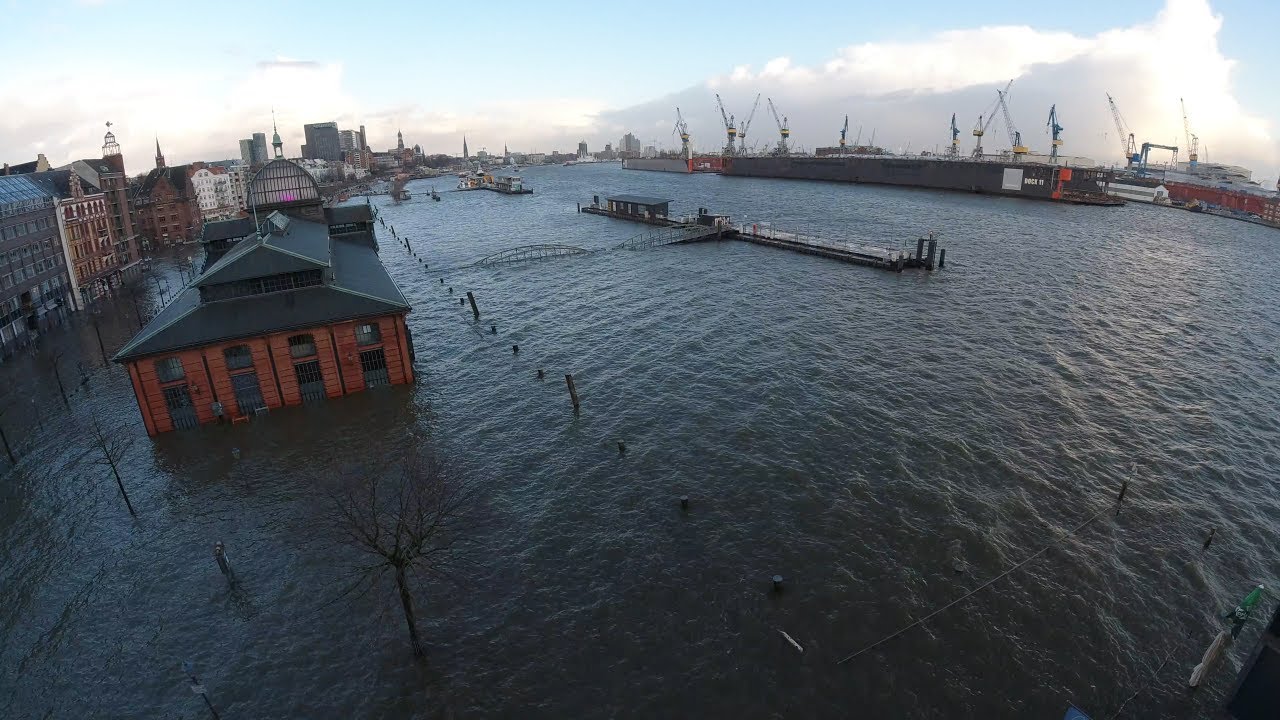 Timelapse: Sturmflut Hamburg Fischauktionshalle