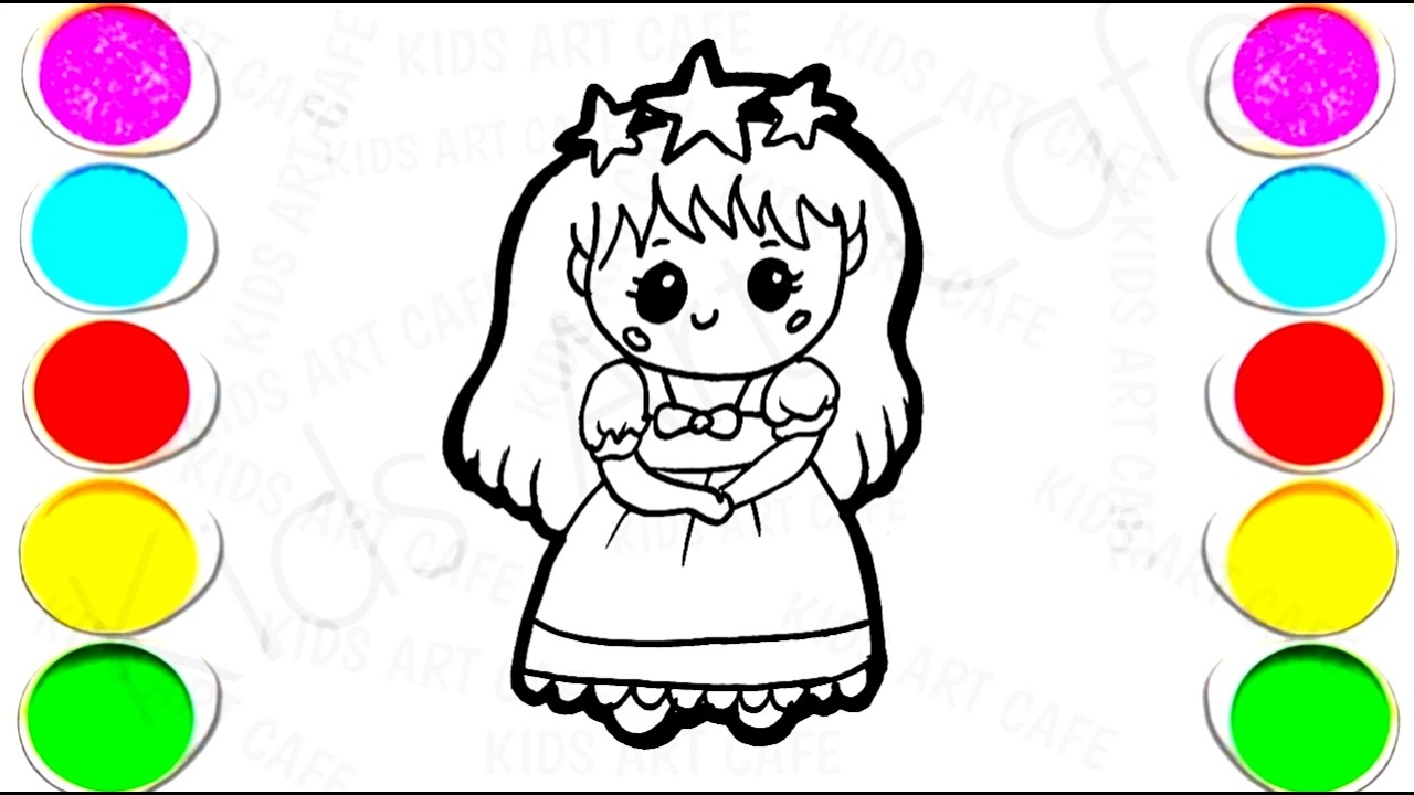 Princess drawing🌈🌈 Il Doll 💃🧚👸and princess colouring, painting for kids ll drawing for competition,9
