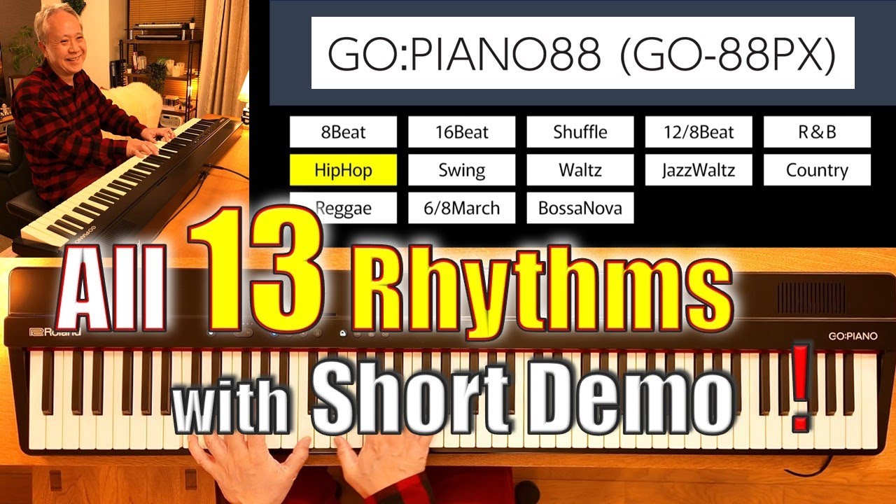 【GO:PIANO88(GO-88PX)】13のリズムを鳴らしながらのショートデモ[No Talking] ／ All 13 rhythms with short demos