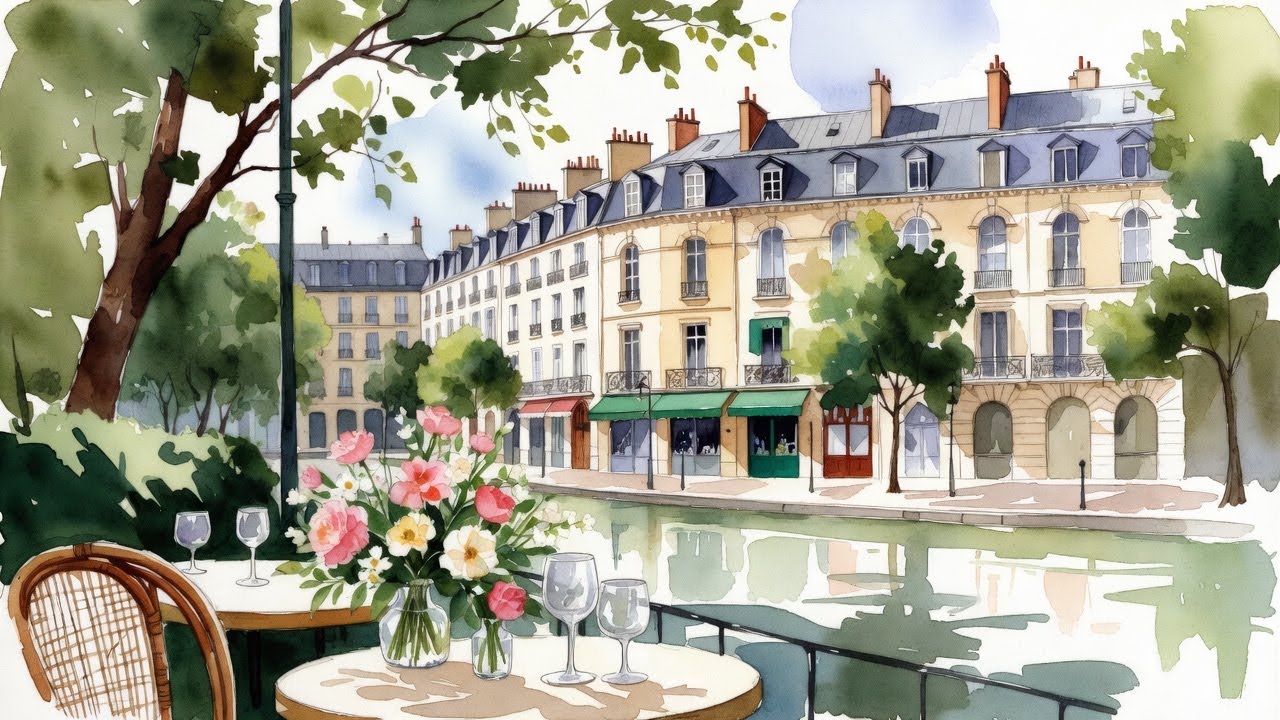 Late Spring Morning in 𝗣𝗔𝗥𝗜𝗦 𝗖𝗔𝗙𝗘  | Calm French Ambience (1h 40m)