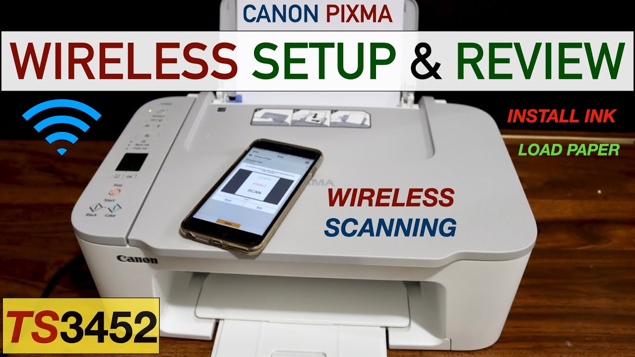 Canon Pixma TS3452 Wireless Setup, Install Ink, Load Paper, Connect To WiFi, Scan Test & Review.