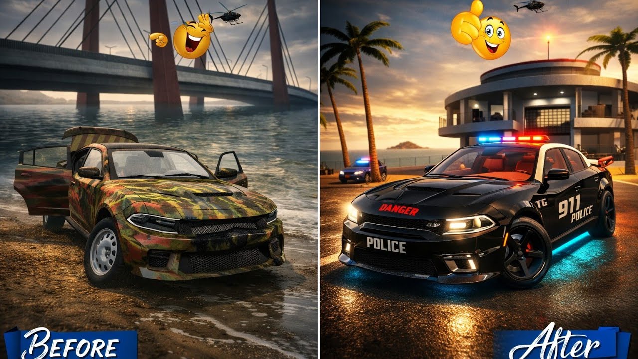 Trash Car To Police Car 😲 🚨 Only For 13 Min In Car Simulator 2 #policar