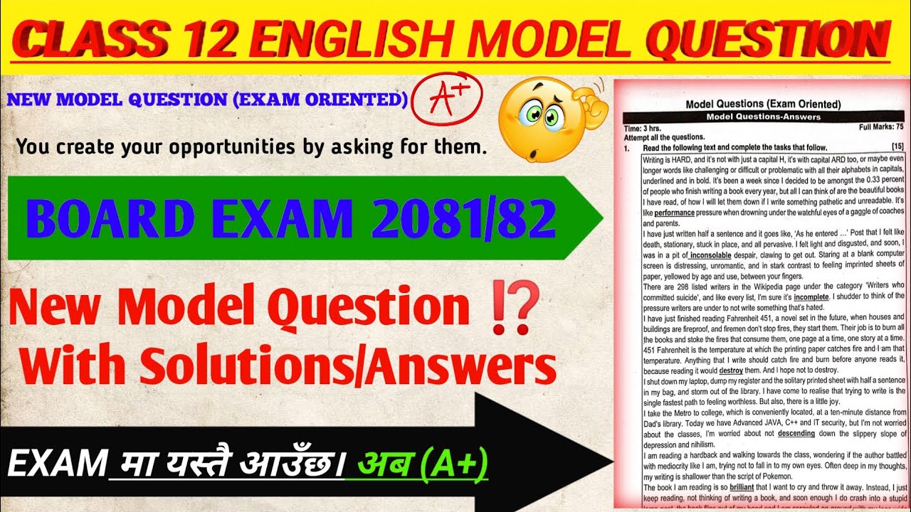 Class 12 English Model Question with Solutions 2081/82 (EXAM ORIENTED) | Important Questions for NEB