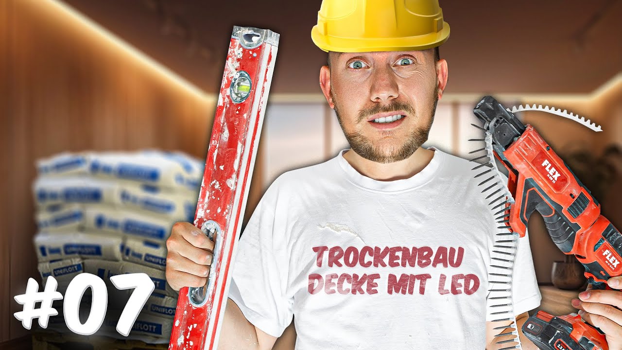 TROCKENBAU DECKE mit LED Beleuchtung bauen 👷🏻‍♂️ Von Anfang bis Ende | Wohnungsprojekt #07
