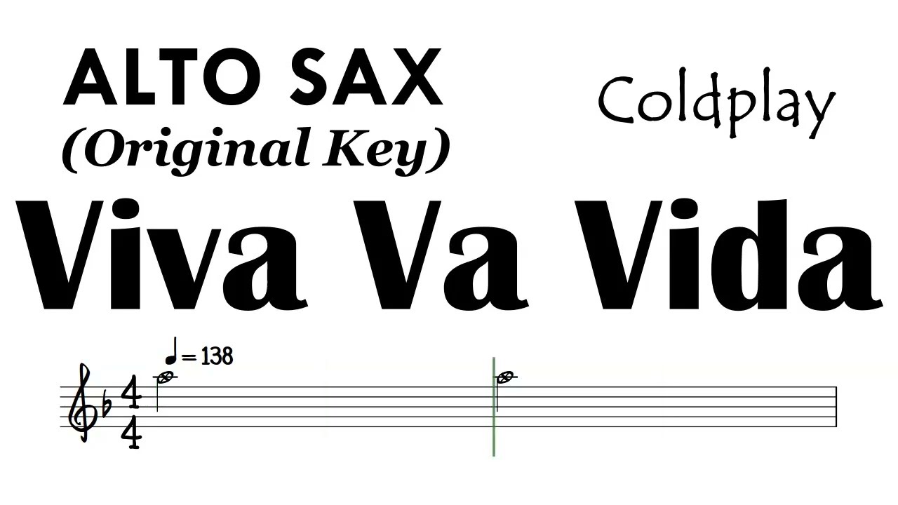 VIVA LA VIDA Alto Sax Original Key  Sheet Music Backing Track Partitura Coldplay
