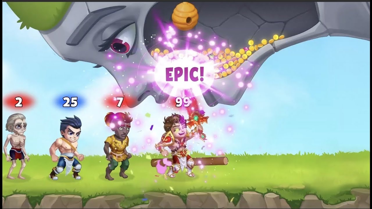 Catch the coins. Coins in mouth. Hero upgrades! with energy
