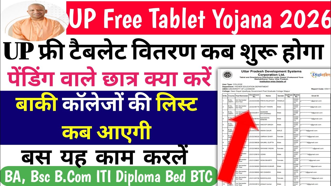 UP Free Tablet Yojana Distribution News🥰| Free Tablet kab Milega 2026 | UP Tablet Yojana Latest News