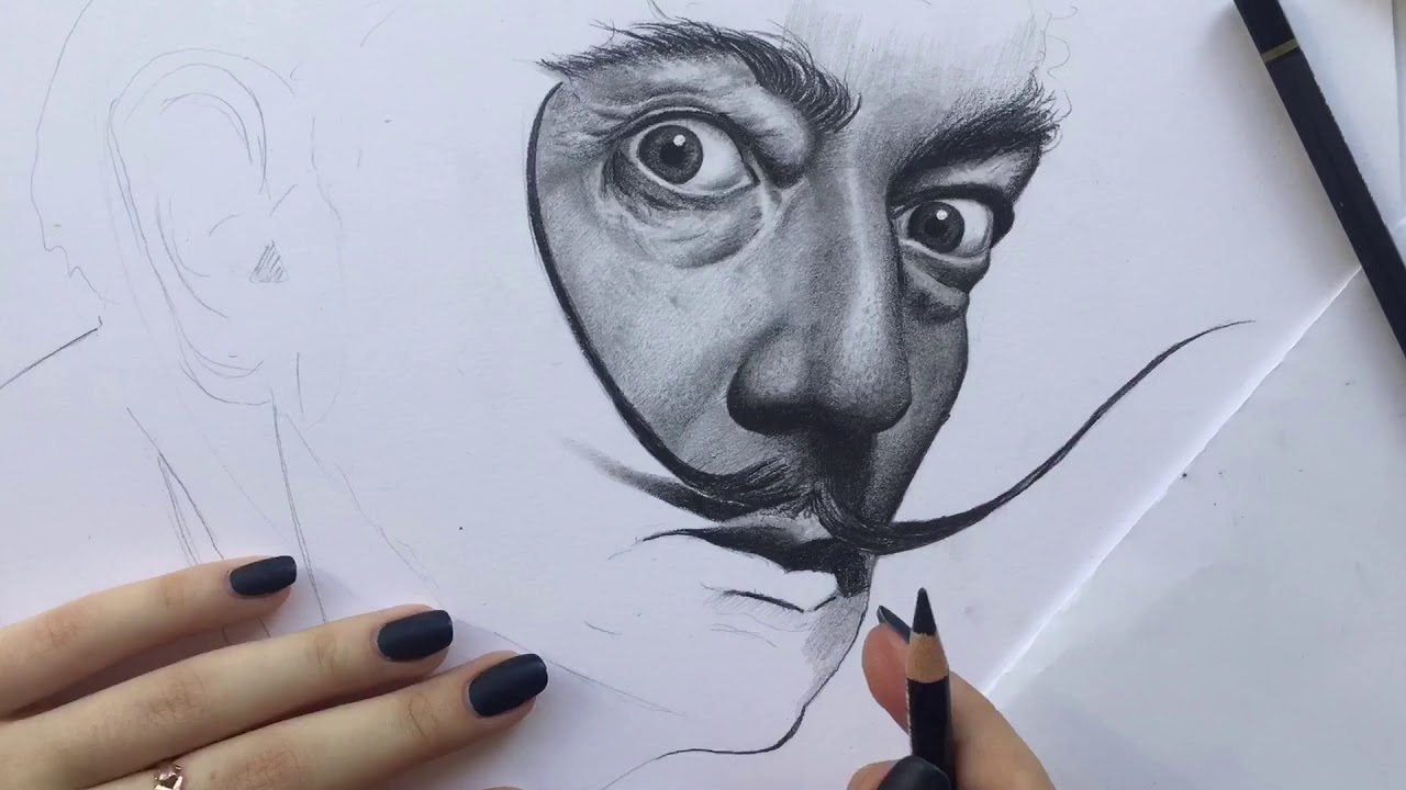 Let's Draw Salvador Dali - Realistic Timelapse Drawing