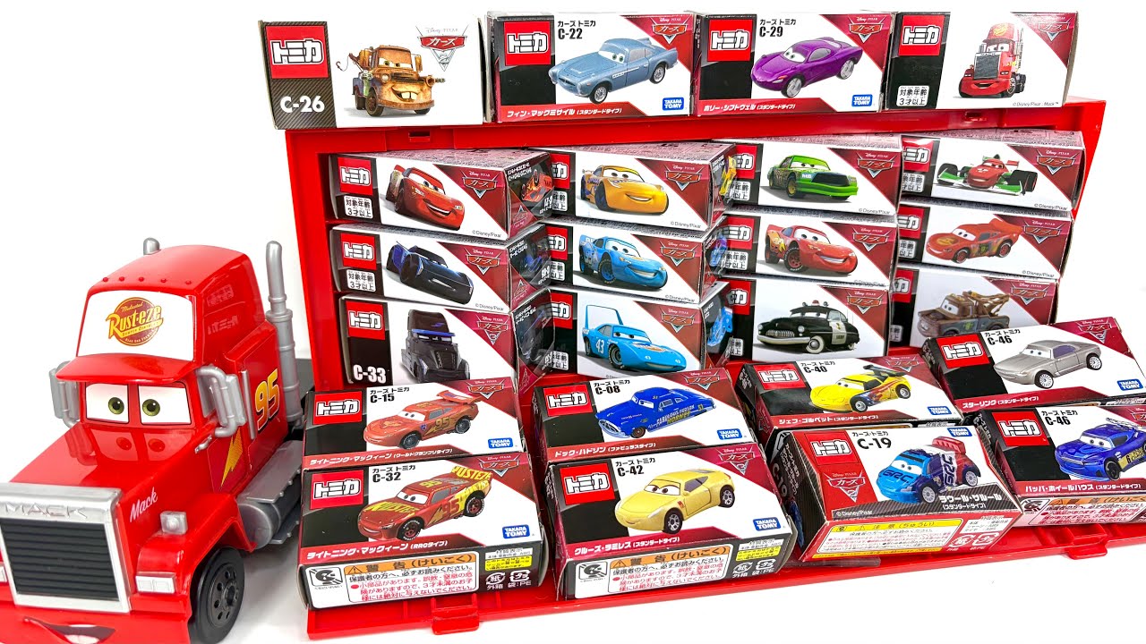 ASMR Unboxing & Satisfying: Loading 24 Disney Pixar Cars Tomica into Mack Hauler & Lightning McQueen