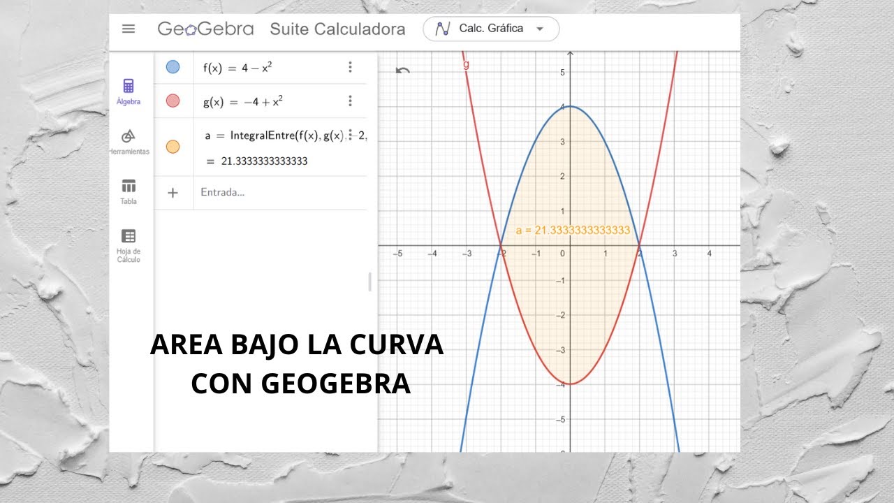 ¿Cómo calcular el área bajo la curva en GeoGebra?. Calcular área bajo la curva calculo integral.