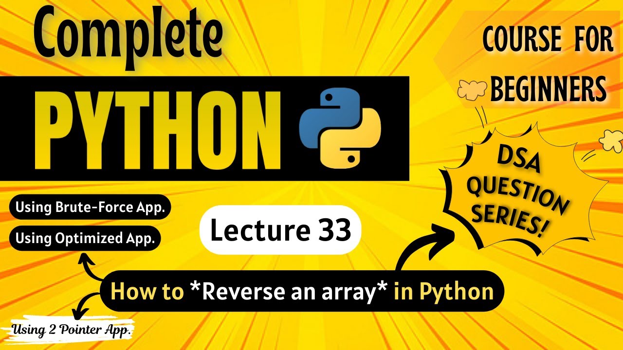 *How to Reverse an Array in Python* | Python Full course for Beginners | Lecture 33