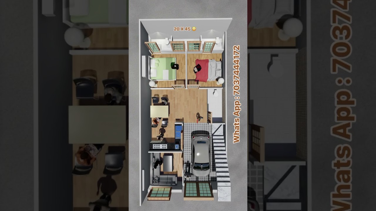 20 X 45 , Modern Home Design with modular kitchen garden, Car parking  and proper ventilated  #home