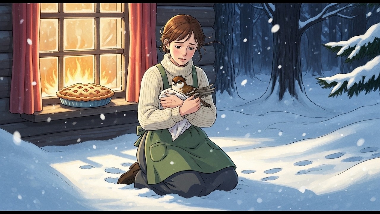 Rescuing an Injured Bird in the Cozy Winter Snow ❄️ Baking Apple Pie by the Fire | Ghibli-Style ASMR