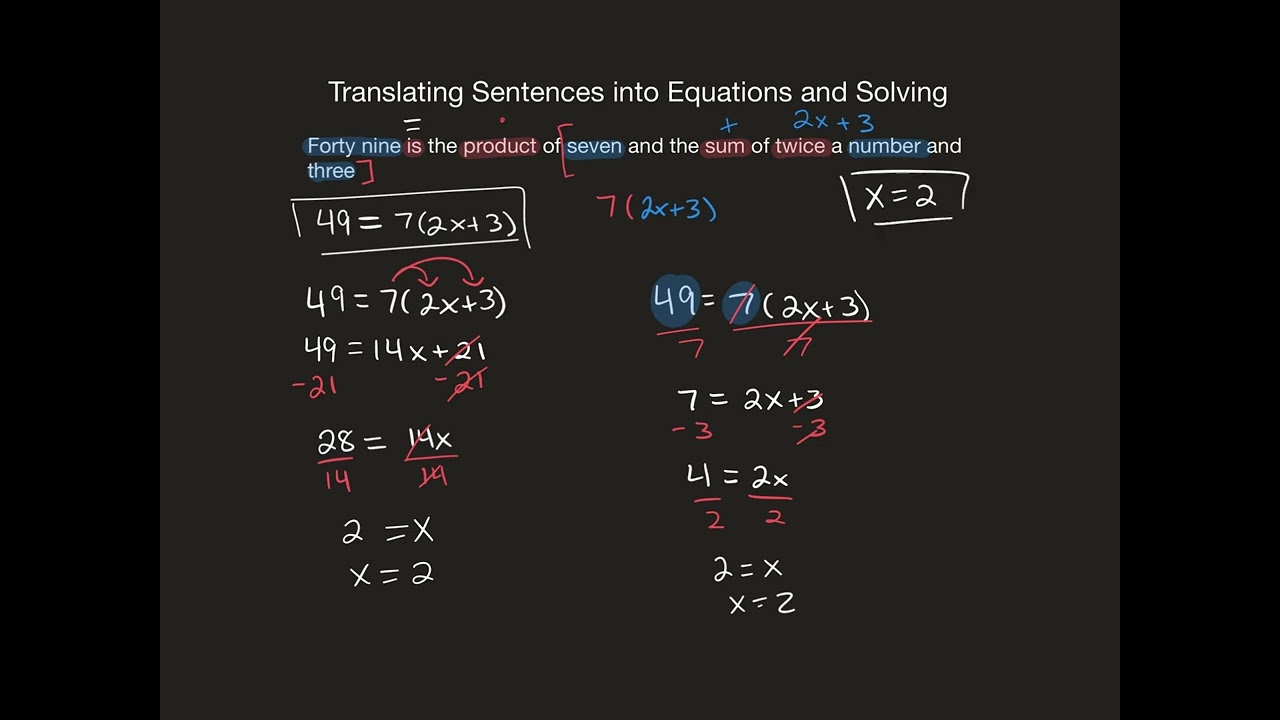 U2.T11.Q5 Translating Sentences into Equations and Solving