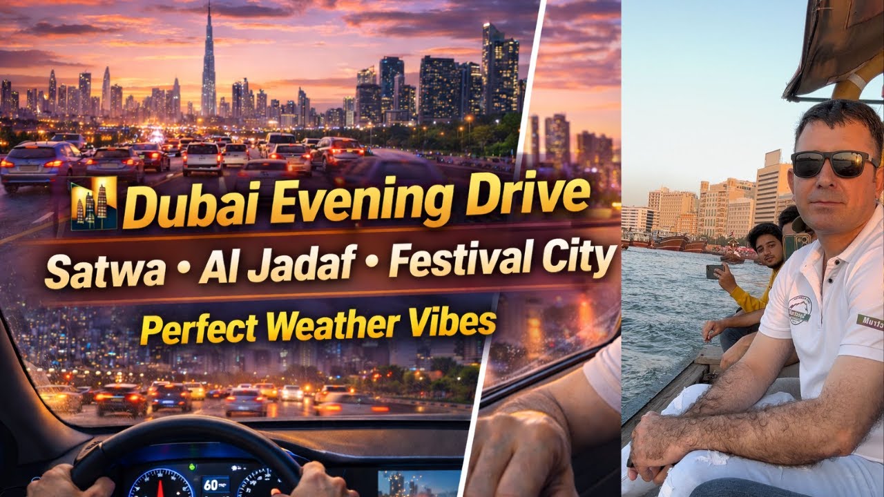 🌆 Dubai Evening Drive | Satwa • Al Jadaf • Festival City | Perfect Weather Vibes