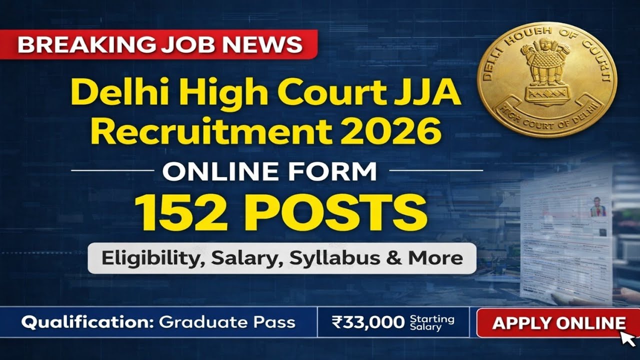 Delhi High Court Recruitment 2026 | JJA 152 Vacancy Full Details, Age, Fees, Exam Pattern