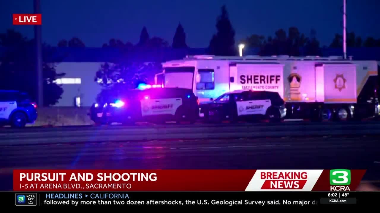 Sacramento chase on Interstate 5 ends in shooting, lanes closed