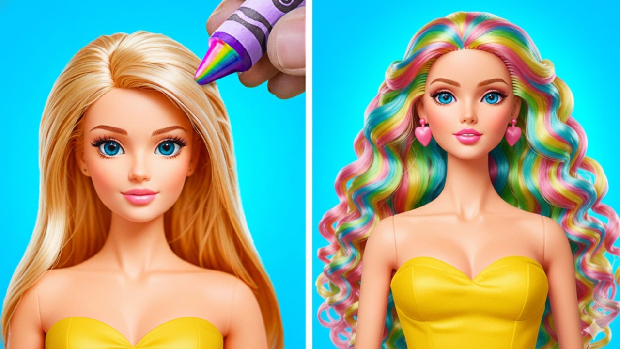 Barbie Wants Rainbow Hair! 🌈 Adorable Doll Makeover by 123 GO!