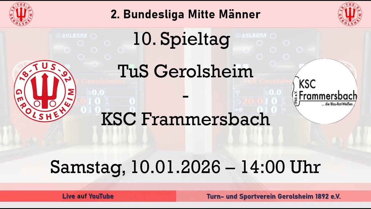 10. Spieltag - 2. Bundesliga Mitte Männer