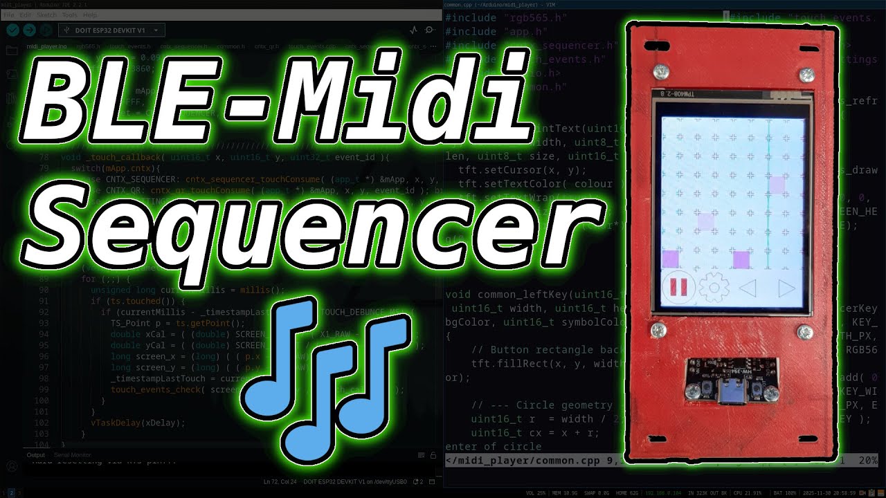 🚀 Превратите ESP32 в полноценный MIDI-секвенсор! 🎹 8-тактовая сетка, CC-регуляторы, панель Eurorack