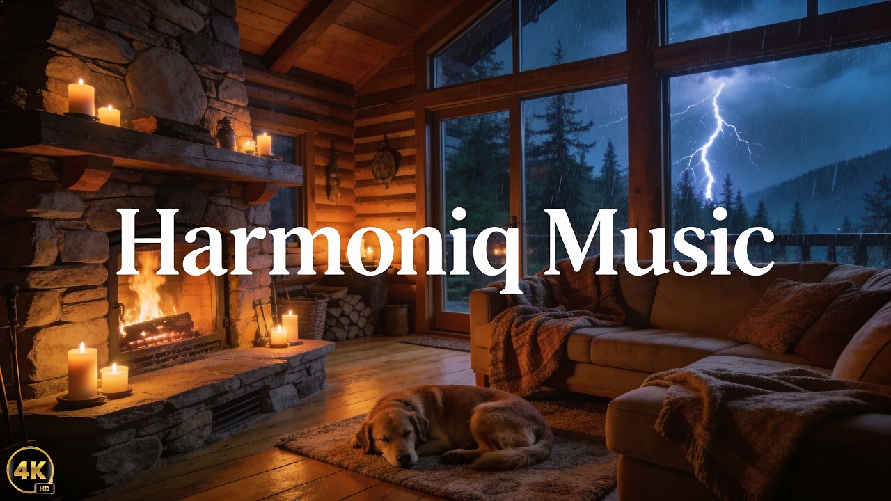 Thunderstorm & Rain Sounds with Crackling Fireplace 🔥 Cozy Wooden Ambience for Sleep & Relaxation