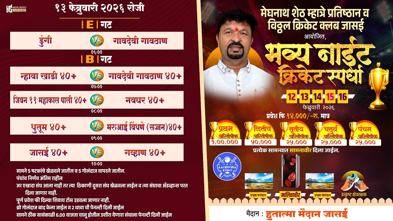 LIVE || 2ND NIGHT || MEGHANATH PRATISHTAN VITTHAL CRICKET CHASHAK 2026 || JASAI (URAN)