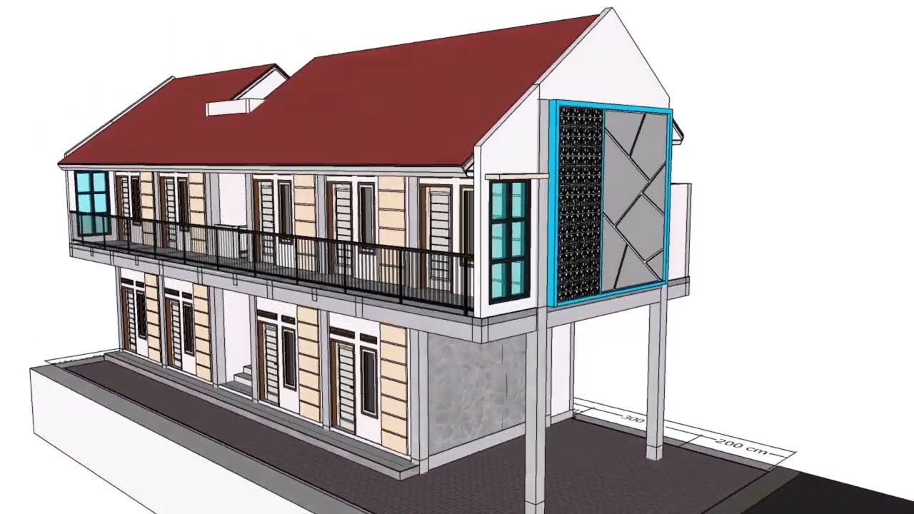 DESAIN KOS 3X5 M PADA LAHAN SEMPIT 7X19 M | Kamar Mandi Dalam, Dapur & Jemuran