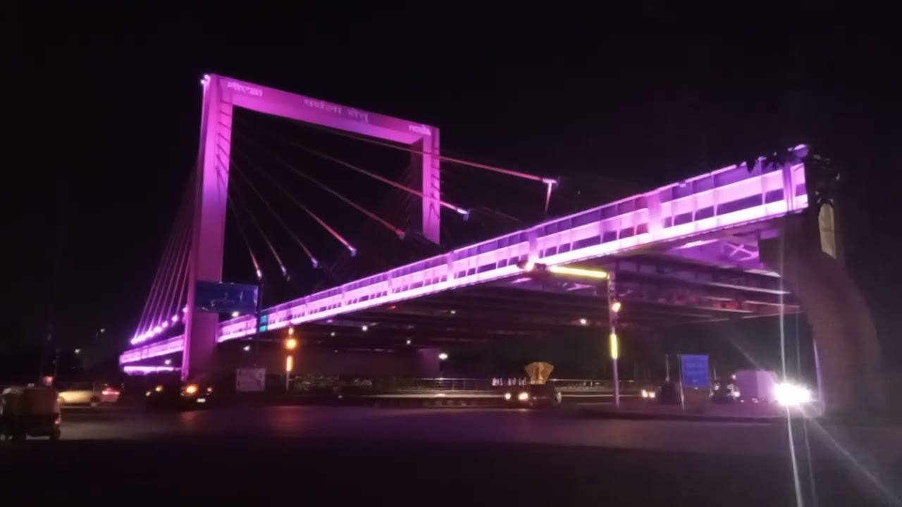 Parthala Setu Bridge Live Lighting 🌈 | Noida Night View | Color Change Magic