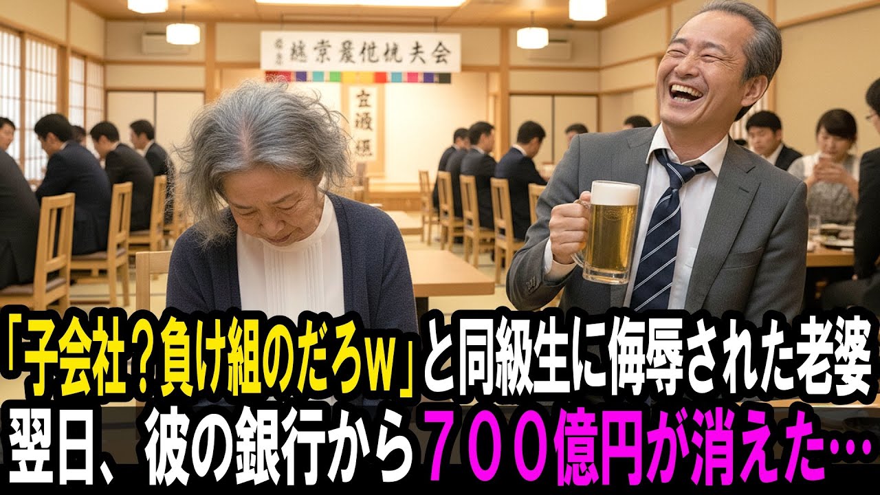 「子会社？負け組のだろｗ」と社長の同級生に侮辱された老婆。「気が済んだ？」→翌日、彼の銀行から７００億円が消えた…