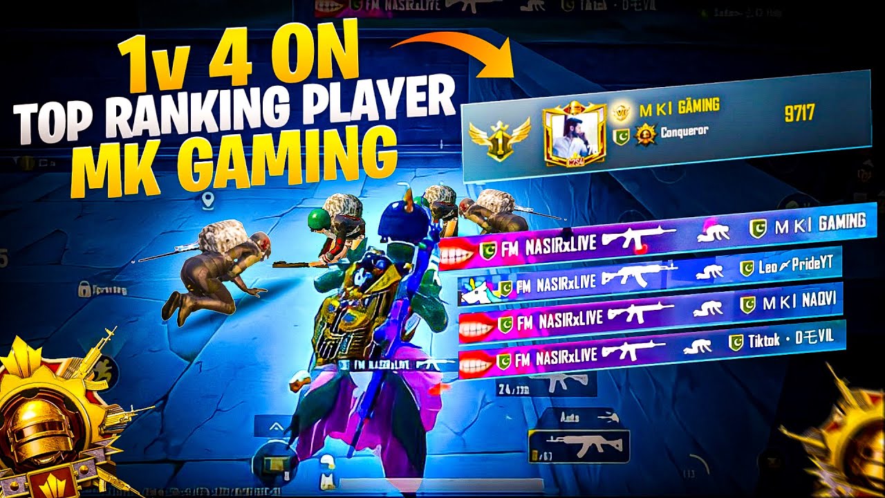 1v4 on @MKGamingYT  in Conqueror Lobby - Fm Nasir yt