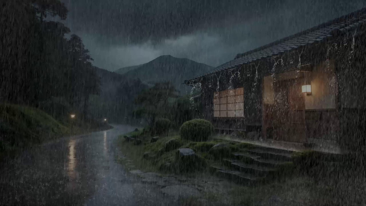 Peaceful Evenings Rainfall Surrounding Cabin in Forest for Deep Sleep Tonight