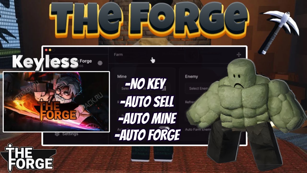 Скрипт для хаба Forge Four [Без ключа] 🔥 | Автоматическая добыча и фарм врагов | Скрипт для Roblox