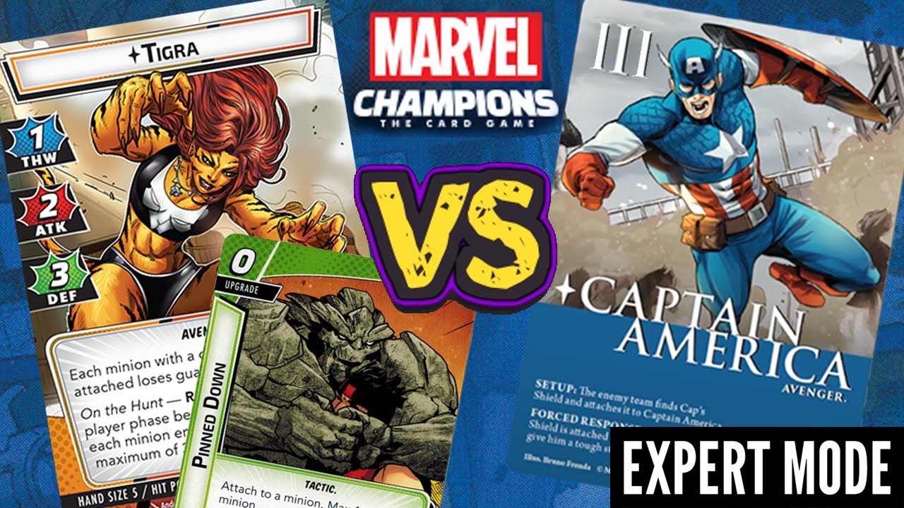 TIGRA vs CAPTAIN AMERICA (Expert) Marvel Champions Civil War Gameplay | Pinned Down Protection