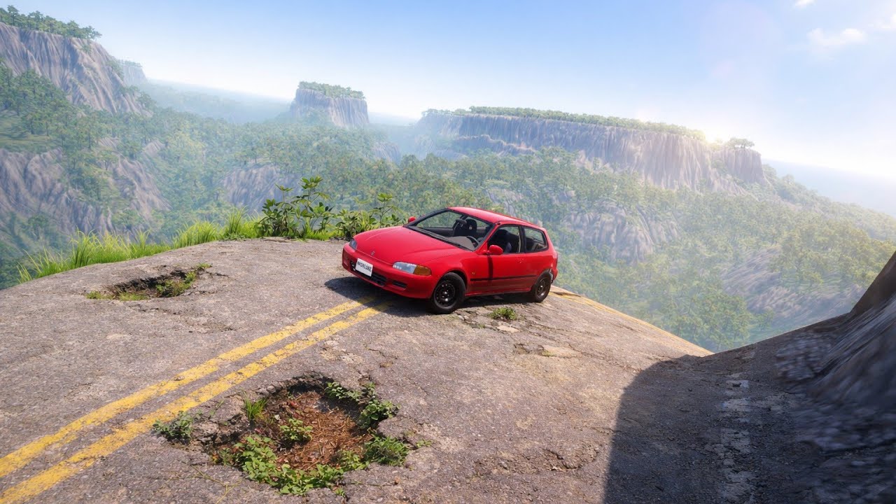 Driving a HONDA CIVIC 1.6 on Dangerous Mountain Roads - BeamNG Drive | RP